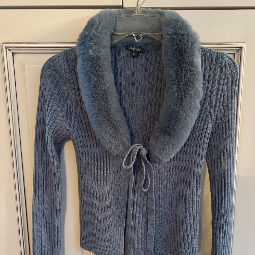 Wild Fable Faux Fur Collared Sweater, XS in Teal, Never Worn